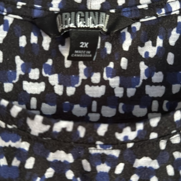 2X OriginalNicoleMiller Blue Black&White Dress 95%polyester 5%spandex Side ties - Picture 4 of 5